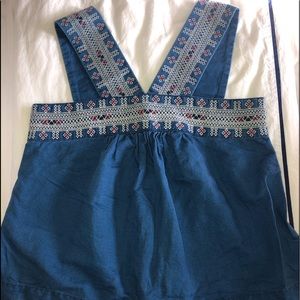 MADEWELL Chambray tank with embroidered straps
